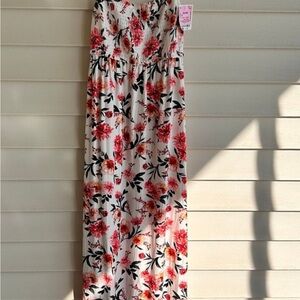 Floral Maxi Skirt - Pink and White